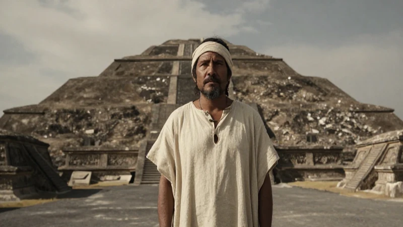 Sacerdote en la pirámide de Teotihuacán