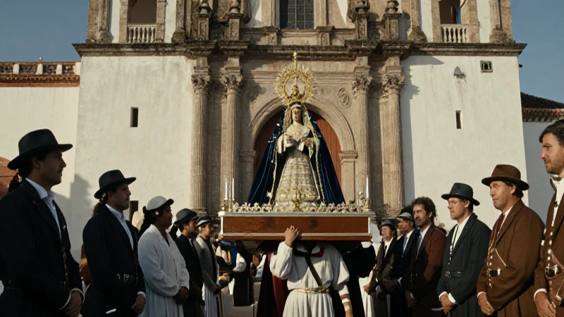 Virgen de los Remedios: Historia y Fe en la Basílica 24 Procesión religiosa colonial con la Virgen de los Remedios
