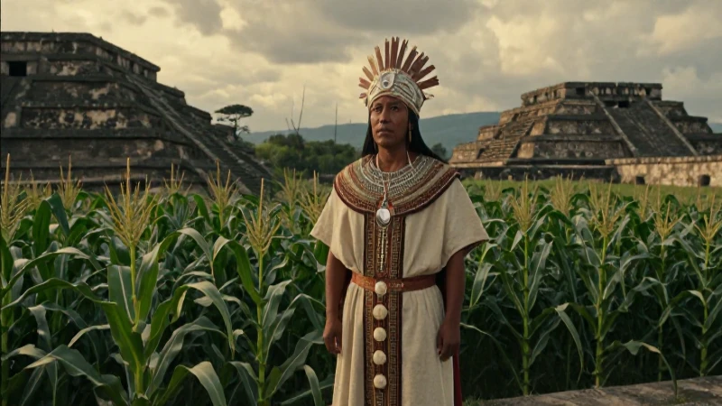 Sacerdote mexica en campos de maíz antiguos