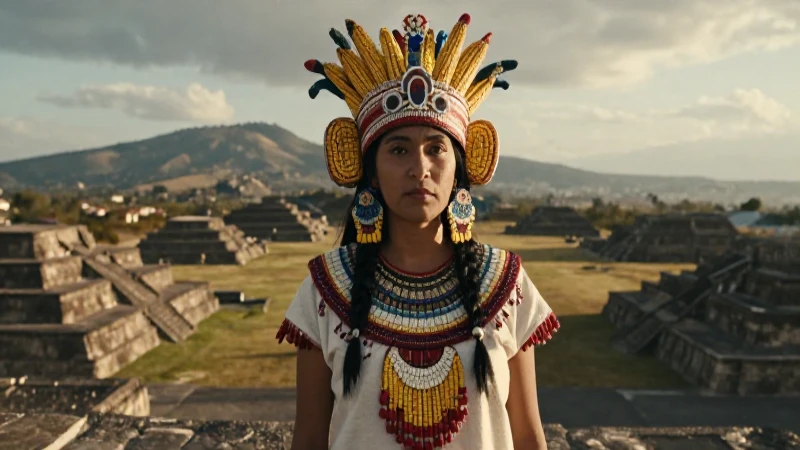 Xilonen, diosa mexica del maíz, en un amanecer realista