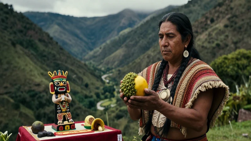 Xócotl Huetzi: El Sabor Ancestral del Fruto Mexicano 26 Sacerdote nahual Mexica en altar ceremonial
