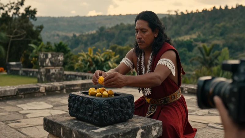 Xócotl Huetzi: El Sabor Ancestral del Fruto Mexicano 25 Sacerdote mesoamericano ofrece ritual en piedra antigua