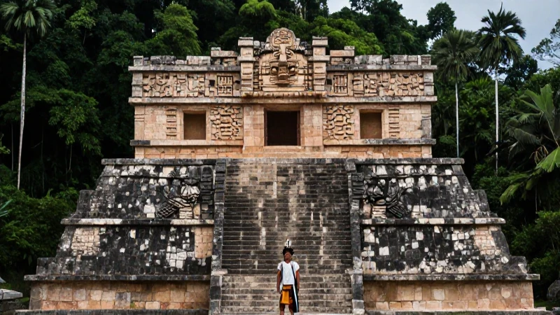 Noble maya en templo de selva chiapaneca