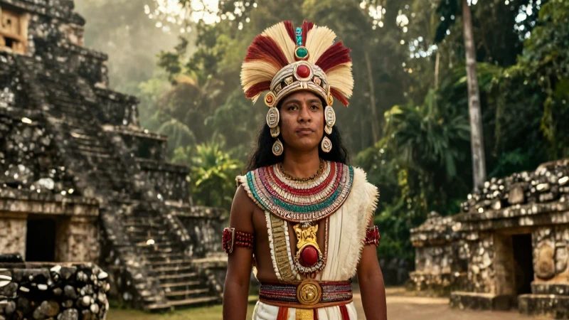 Sacerdote maya en ruinas de Yaxhá