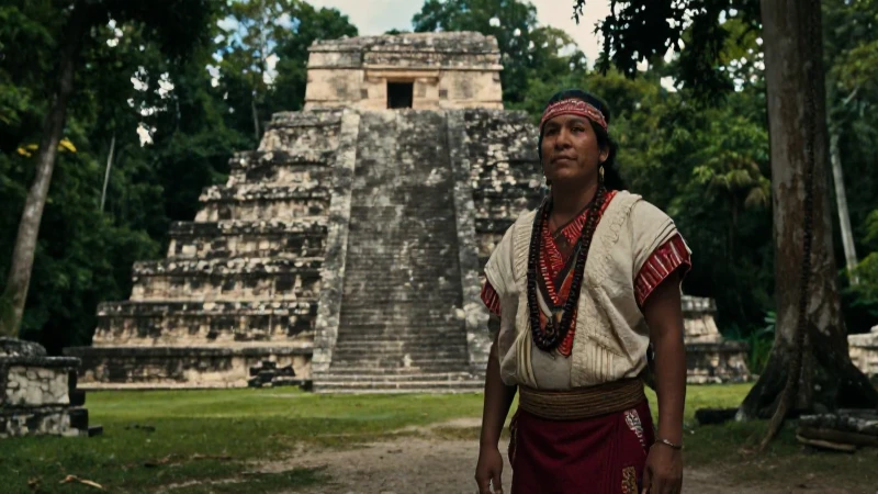 Maya en ruinas mayas de Yaxhá, Guatemala