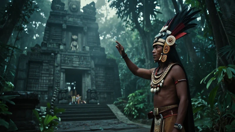 Sacerdote observa Yohualli en selva mística