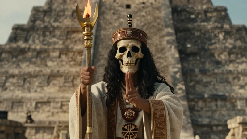 Quién es Yum Kimil y cuál es su historia como Señor de la Muerte 32 Sacerdote maya en ritual funerario místico