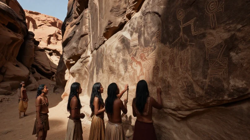 Se ha abierto un sitio de pinturas rupestres en Arroyo Seco 38 Pueblo indígena observa arte rupestre en el cañón