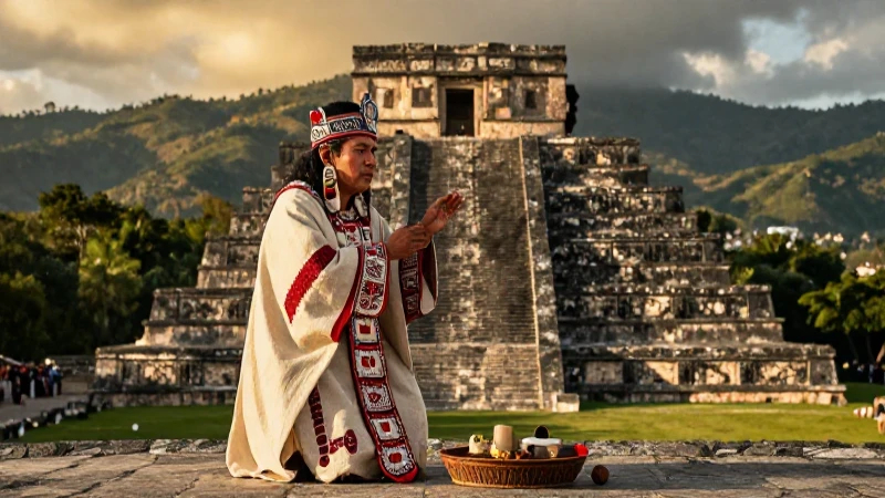 Sacerdote noble en pirámide antigua Morelos