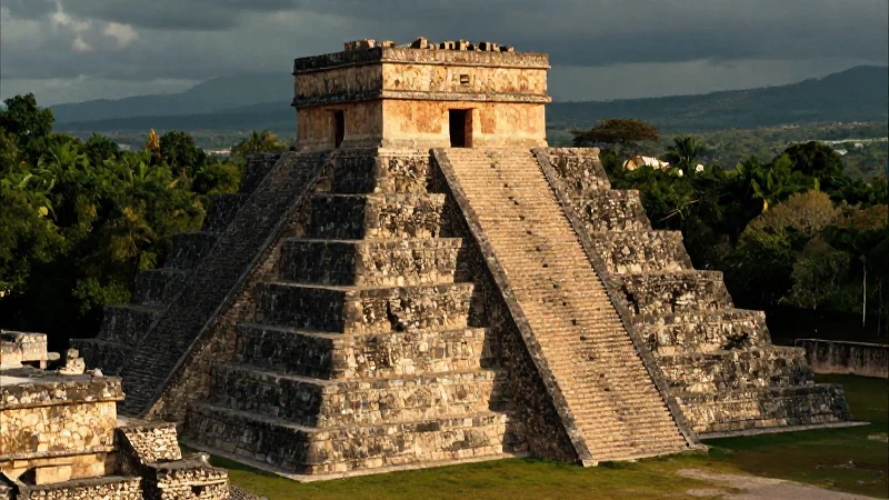 Piramides antiguas en México al atardecer