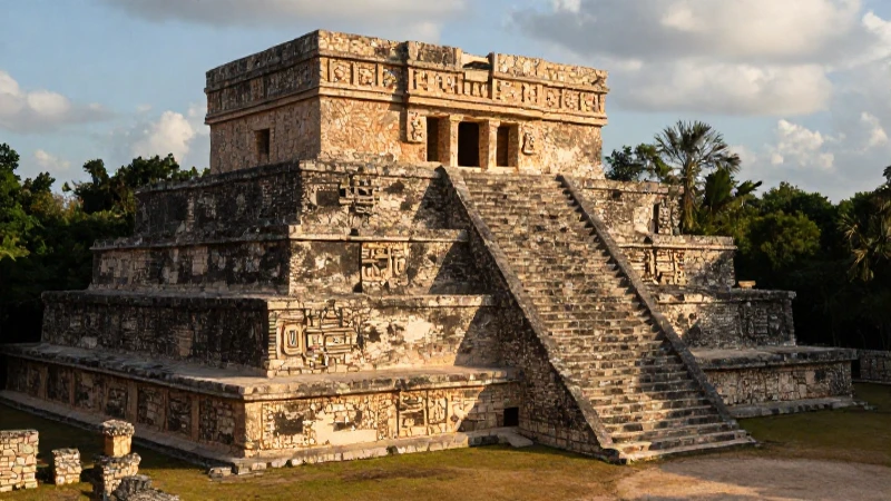 Sacerdote antiguo en ruinas mesoamericanas