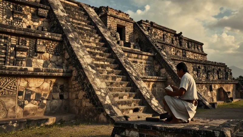 Zonas arqueológicas de los mexicas: descubre Los Melones 19 Arquitectura mexica antigua con luz dorada