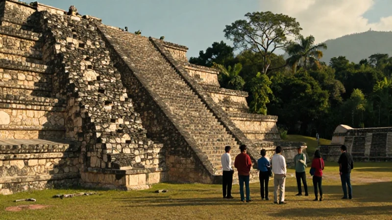 Cuáles son las zonas arqueológicas y lugares únicos de Michoacán 42 Nahua junto a pirámide antigua en Michoacán